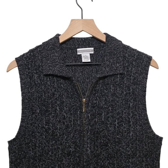 Investments Ramie Blend Marled Knit Zip Front Sweater Vest Sz M - Picture 2 of 6
